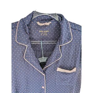 Kate Spade Women Blue Polka Dots Button-Up Shirt & Short Sleep Set Size 2X